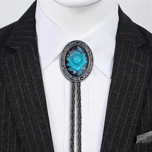 GelConnie Bolo Tie for Women Heart Cowboy Necktie Flower Gothic Mens Bolo Ties Bolero Necklace Red Western Ties for Men - color: Blue Western Tie