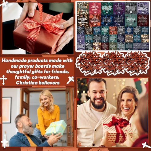 Fanfanwin 38 Sets Prayer Quilt Squares with Crosses, Retro1, Brown - color: Brown, style: Retro1