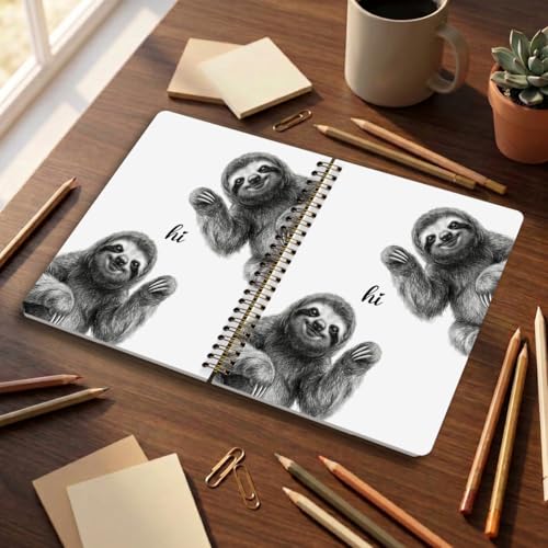 Sloth Notebook Journal, Cute Animal Notebook Journal for Women Teen Girls - color: Sloth Hi