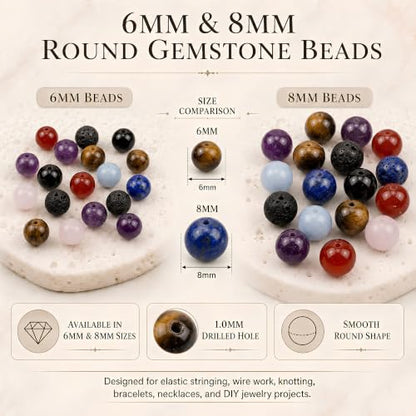 Cherry Tree Collection 100PCS 6mm Chakra Round Bead Craft Kit - color: chakra, size: 6mm
