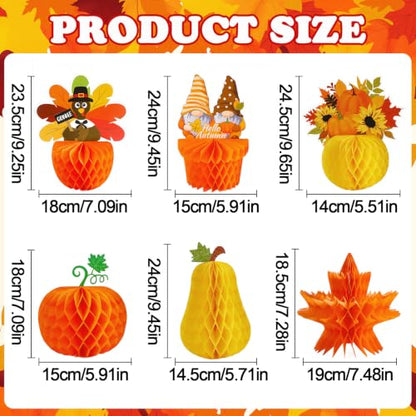 6Pcs Fall Table Honeycomb Centerpieces Thanksgiving Home Decor - style: Fall Style
