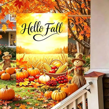 Large Thanksgiving Fall House Flags for Outside 28x40 Double Sided - color: Harvest, size: 28x40 Inches