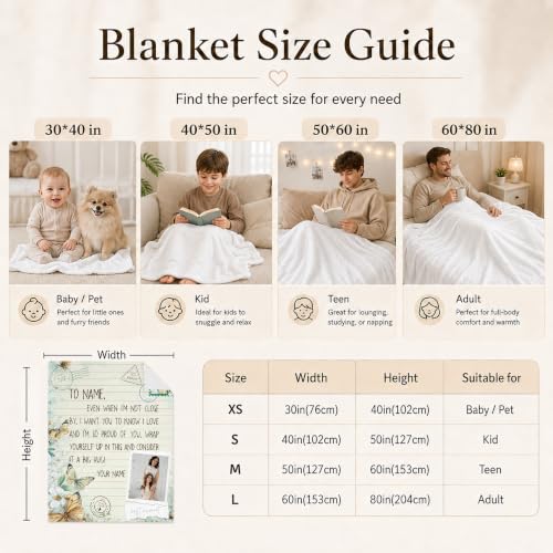 Mother's Day Personalized Photo Blanket, Custom Butterfly Blankets Gift - color: White