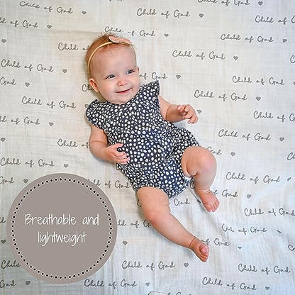 LollyBanks Muslin Swaddle Blanket, 47 x 47 in, Newborn Receiving Blanket - color: Child of God