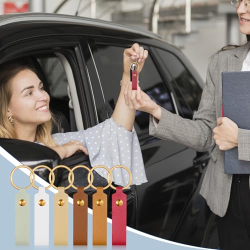 120 PCS PU Leather Keychain Blanks Bulk with Key Rings, Leather Key Fob Kit - color: 100 pcs