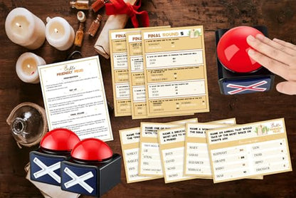 GNATV Christian Bible Feud with Two Buzzers for Adult, Bible Family Feud Style Game, Church Game Night, Bible Trivia Games Cards with Buzzers, for Church Group Activity - color: Sj02-buzzers