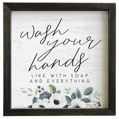 Simply Said, INC Rustic Frames- Wash Your Hands (With Soap & Everything), 10 x 10 in Framed Pallet RF1214 - color: Wash Your Hands