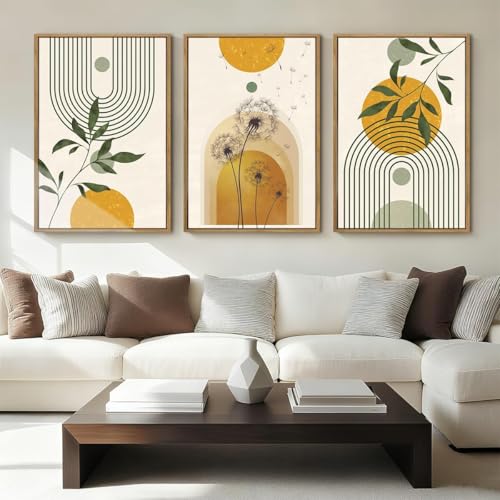 ANHUIB Boho Minimalist Canvas Wall Art 24x36 Inch Dandelion Plant Wall Decor Modern Geometric Artwork Abstract Line Botanical Painting Set of 3 for Living Room Bedroom Dining Room - color: Boho Botanical, size: 36"L x 24"W