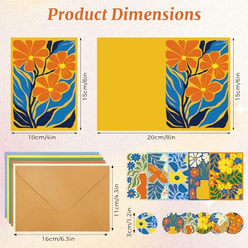 Thboxes Blank Cards and Envelopes, 24 Pack Blank Note Cards, 4x6In - style: Abstract Floral Blank Card