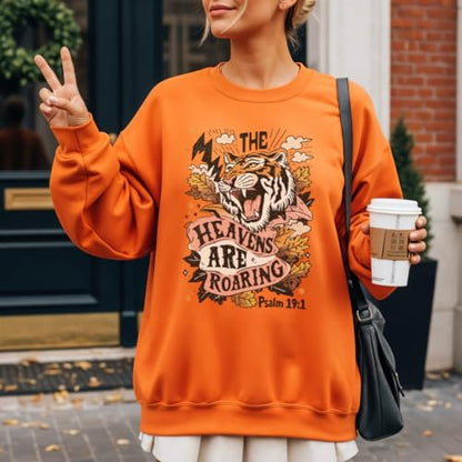 Heavens Are Roaring Christian Sweatshirt – Trendy Bible Verse Graphic Crewneck for Women & Men, Faith-Based Apparel, Religious Hoodie, Spiritual Gift, Worship & Church Outfit