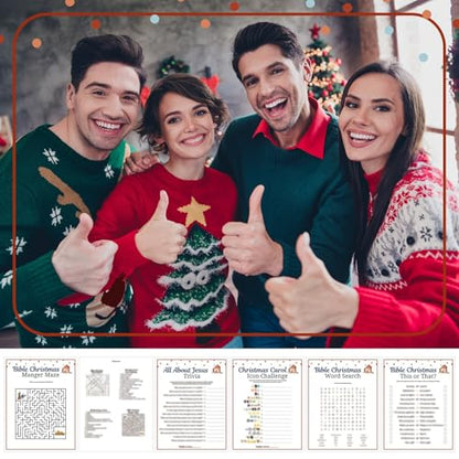 AmazingSpark 130 Pcs Bible Christmas Trivia Games 5 Designs Family Church