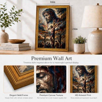 Framed Christian Relief Canvas Wall Painting 16x24 Inches For Living Room - color: Religion - 5, size: 16x24in