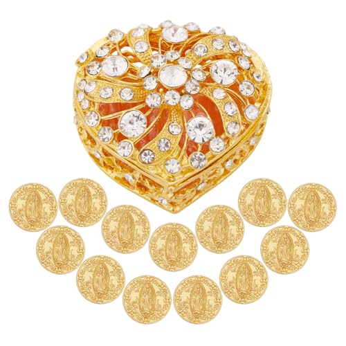 Gold Wedding Arras Coin Set With 13 Coin Heart Shaped Crystals Wedding Decorative Box Arras De Boda Cristiana For Weddings Ceremony Regalos Para Bodas De Matrimonio