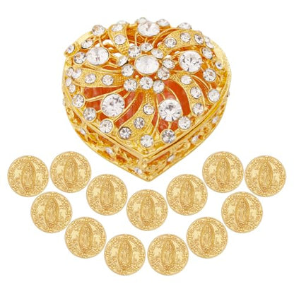 Gold Wedding Arras Coin Set With 13 Coin Heart Shaped Crystals Wedding Decorative Box Arras De Boda Cristiana For Weddings Ceremony Regalos Para Bodas De Matrimonio