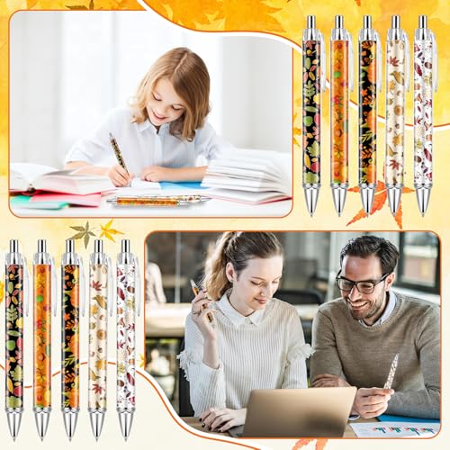 30 PCS Fall Ballpoint Pens Bulk Maple Leaf Ballpoint Pen Pumpkin Harvest Retractable Black Ink Pens for Office Autumn Thanksgiving Day - style: Autumn