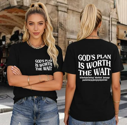 Womens Christian Shirts Funny Bible Verse Graphic T-Shirts Religious Faith Inspirational Short Sleeve Tee Tops - color: Bblack1, size: X-Large