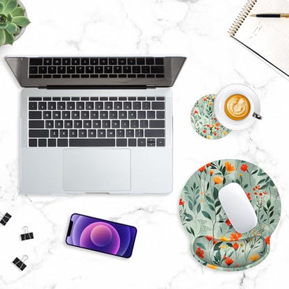 ITNRSIIET Ergonomic Mouse Pad with Wrist Support Wrist Rest Smooth Surface Non-Slip Rubber Base Comfortable Office Supplies Pain Relief, 9.8 x 9.1 inches, Beautiful Flowers - color: B02-Beautiful Flowers