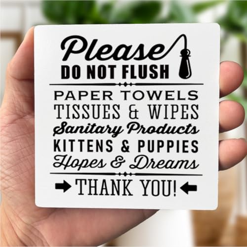Farmhouse Bathroom Wood Sign - Do Not Flush Plaque With Wooden Stand - Funny Gift for Paper Towels, Kittens and Puppies - Small B1 - color: Please Do Not Flush 03