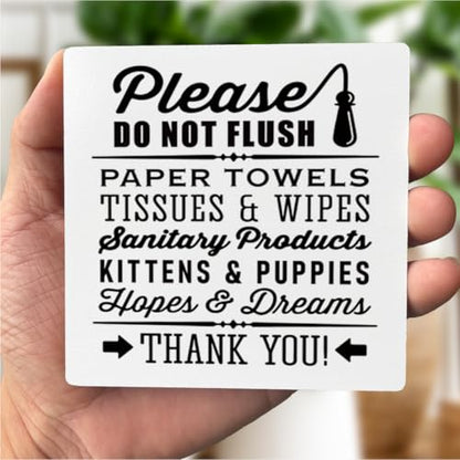 Farmhouse Bathroom Wood Sign - Do Not Flush Plaque With Wooden Stand - Funny Gift for Paper Towels, Kittens and Puppies - Small B1 - color: Please Do Not Flush 03