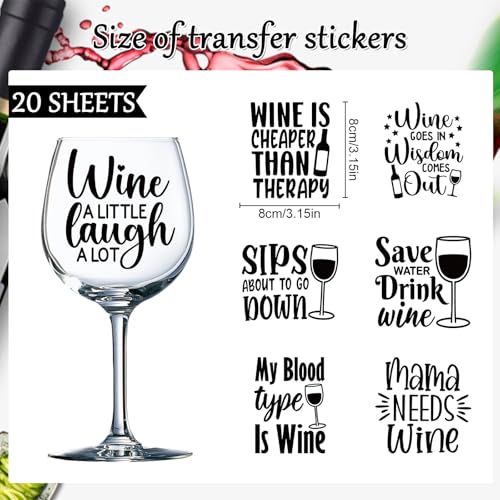 Rngmsi 20 Sheets Funny Wine Quotes UV DTF Cup Wrap, Cold UV DTF Stickers - style: Funny Wine Quotes