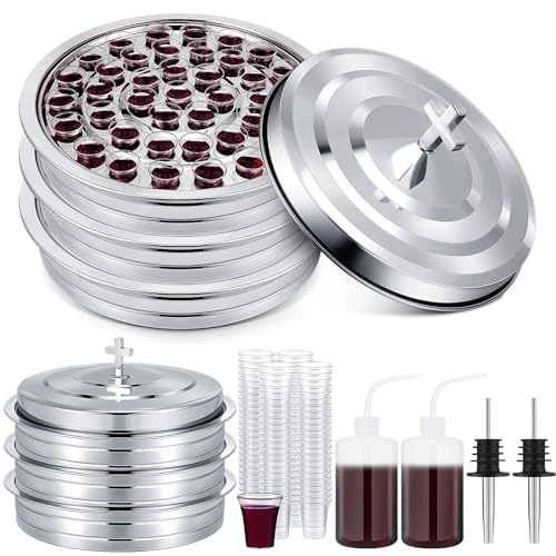 Zhehao 3 Sets Holy Communion Trays for Churches with Lid, Churches Cup Fillers, 100 Disposable Communion Cups (Silver) - color: Silver