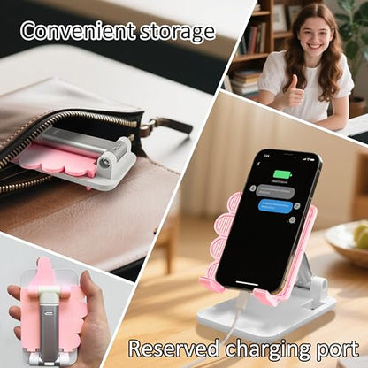 Father's Day Foldable Cell Phone Stand Non-Slip,Thumbs Up Adjustable Phone Holder with Silicone，Portable Phone Stand for Desktop Compatible with All Mobile Phones (Pink) - color: pink 1p