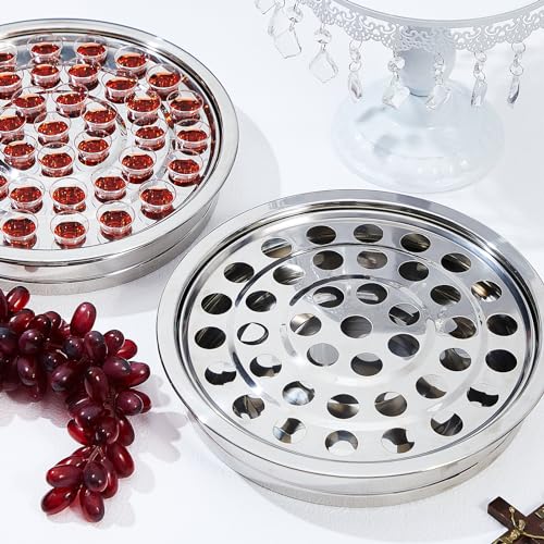 Zhehao 2 Pcs Communion Trays & Disposable Chalices Church Supplies, Silver - color: Silver