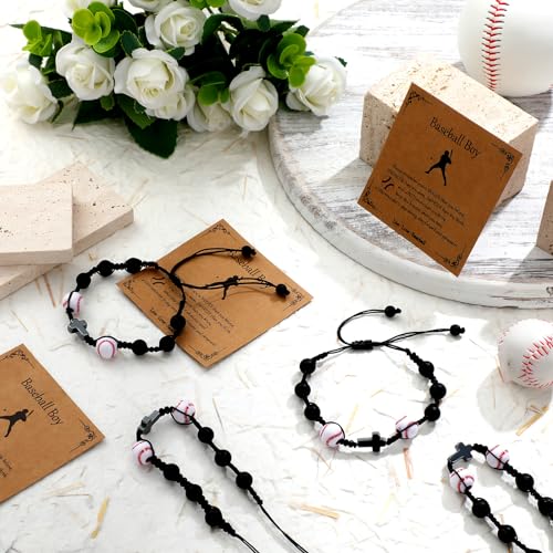 12 Set Sport Adjustable Bracelets Gift - color: Black, size: Baseball and Cross