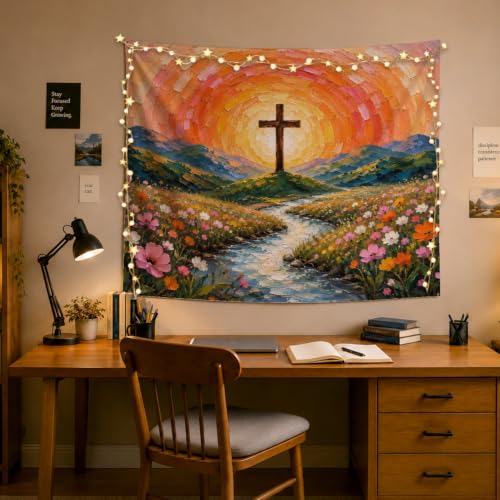 MOLYUB Christian Tapestry for Church Prayer Room Bedroom 50x60 - color: Oil Painting Cross