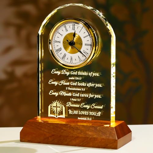 Arikyrist Glass Clock Christian Gifts for Women Men Spiritual Gift Idea - color: God
