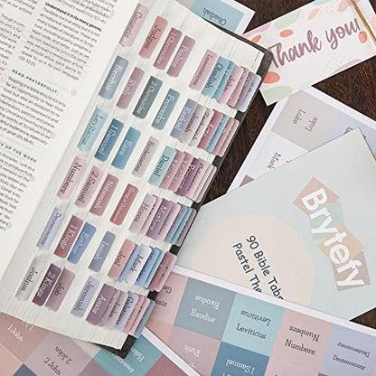 Pastel Bible Tabs, Laminated Bible Tabs for Women, Bible Journaling Supplies, Bible Book Tabs, Christian Gift, 90 Bible Tabs Old and New Testament, Includes 24 Blank Tabs - color: Pastel