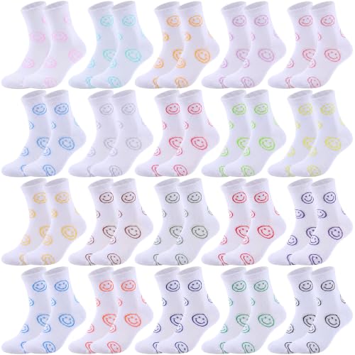 Cuffbow 20 Pack Crazy Funny Emotion Women Sock - style: White Smile