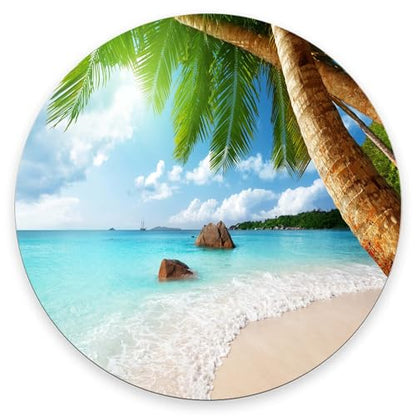 Tropical Palm Tree Round Mouse Pad,Non-Slip Rubber Base Wireless Gaming MousePads for Computers Laptop Office,Cute Mouse Pads with Designs for Women Men 7.9×7.9×0.12 inches - color: Tropical Palm Tree