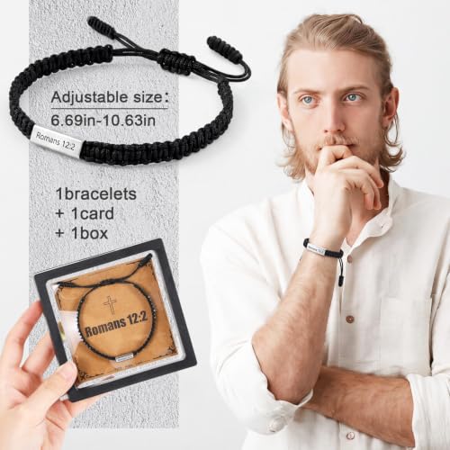 Landical Bible Verses Bracelet Christian Gift Teens Men - style: Romans 12:2