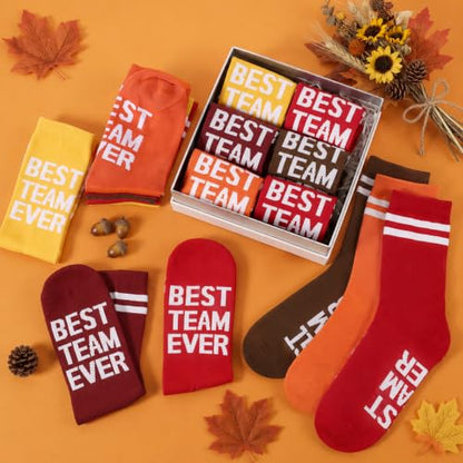 Glitopper 12 Pairs Best Team Ever Gift Socks Bulk - color: Autumn, style: Team