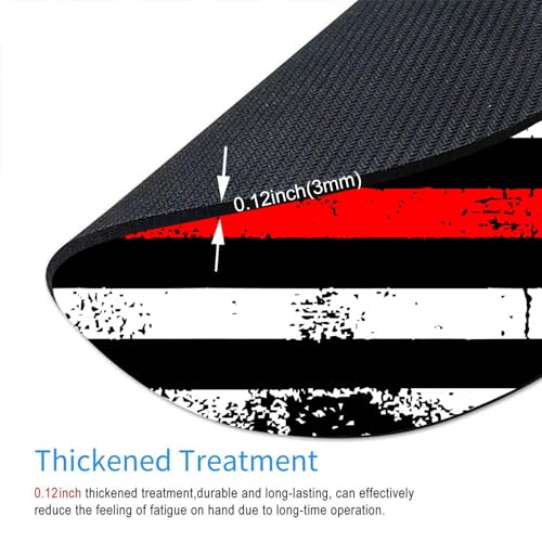 Round Mouse Pad,Fire Fighter Thin Red Line Flag Mouse pad,Custom Small Mouse Pads with Designs,Portable Office Non-Slip Rubber Base Wireless Mouse Pad for Laptop 7.9×7.9×0.12 inches - color: Fire Fighter Thin Red Line Flag