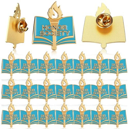 Knitgrip Award Lapel Pins Bulk Academic Recognition Enamel Pins Honors Gift for Student Office Government Club Members - style: Honor Society