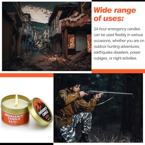 Chuarry 24 Pcs Emergency Candles 24 Hours Long Burning Soy Wax, Orange - color: Gold