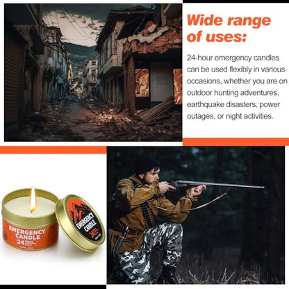 Chuarry 24 Pcs Emergency Candles 24 Hours Long Burning Soy Wax, Orange - color: Gold