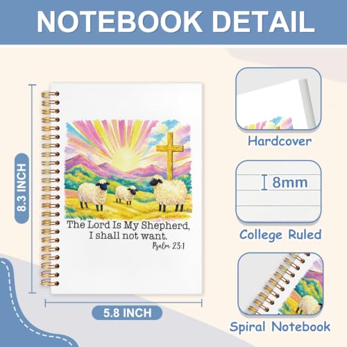 Psalm 23 Christian Notebook Journal for Women, 5.5x8.3 - color: white-Psalm 23 Christian