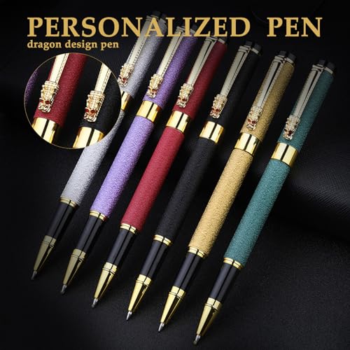 Nice pens for writing | Nice Rollerball Pens with Dragon Design, Elegant Gift Pen,for Men & Women Office & Signature Writing Pen, Refillable Black Ink Business Pen (Black) - color: Black