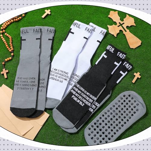 Glitopper 6 Pairs Cross Grip Soccer Socks US 6-13 christian - color: 3 Colors, style: Faithful