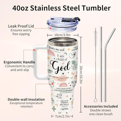 Christian Gifts for Women - I Am a Child of God 40 oz Tumbler with Handle - color: Child1