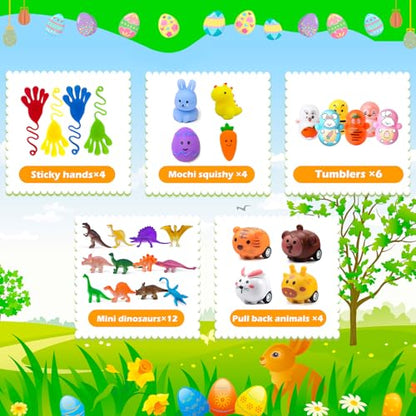 GOAUS Easter Egg Fillers Party Favors for Kids, 60 Pcs Small Toys Prizes Bulk, Goodie Bags Stuffers, Treasure Box Toys for Classroom, Prize Box Birthday Goody Bag - style: 60 toys