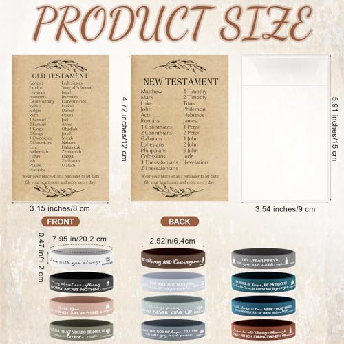 HyDren 36 Sets Bible Verse Bracelets, Religious Gifts Bulk - color: Dark Color