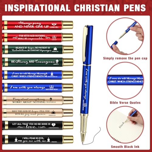 Lincia 30 Sets Christian Gifts for Church Bulk Religious Pen Books of The Bible Bookmark Religious Silicone Keychains for Sunday School Teacher Family Men Women Grandparents Pastor Clergy
