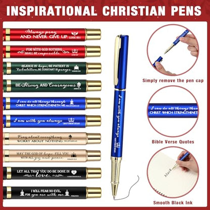 Lincia 30 Sets Christian Gifts for Church Bulk Religious Pen Books of The Bible Bookmark Religious Silicone Keychains for Sunday School Teacher Family Men Women Grandparents Pastor Clergy