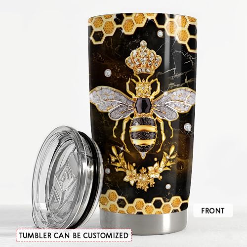 SANDJEST Personalized Bee Tumbler 20oz 30oz Insulated Tumblers with Lid Coffee Travel Mug Cup for Women GirlsBee Jewelry Drawings Style Bee Gifts for Birthday - color: Bee 2