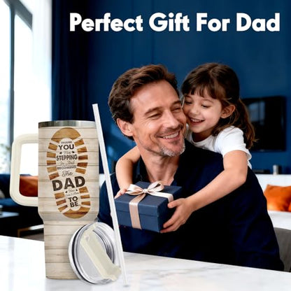 34HD Bonus Dad Stepdad Thank You 40 oz Tumbler with Handle, Dad Gift - color: Stepped Up Dad