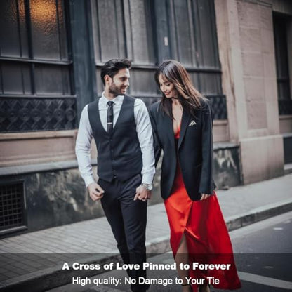 Tie Clips for Men, Mens Tie Clip Silver, Mens Tie Bars, Clip on Tie for Men - color: Silver Tie Clip C